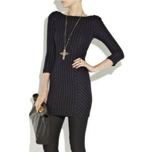 Diane von Furstenberg Navy 3/4 Sleeve Wool Blend Sheath Dress Back-Lengt…